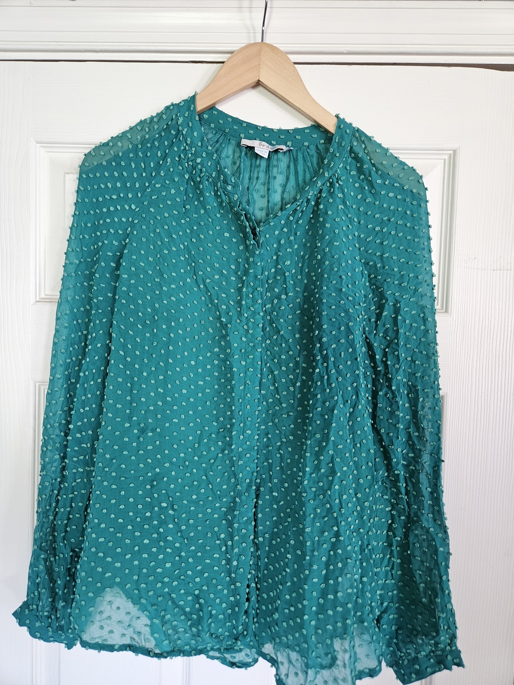 Boden Emerald Swiss Dot Blouse